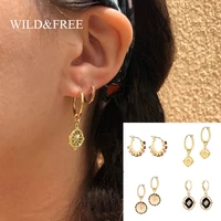 vintage gold color round circle drop earrings for women new mix color crystal sun geometric earring female jewelry gift