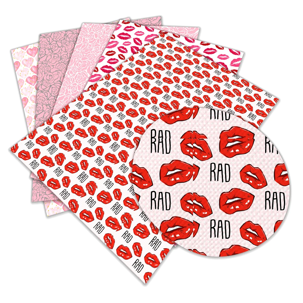 

New Love Pattern Valentine's Day Printed Synthetic Faux Leather 30 cm x 136cm for DIY Hair Bow Bags