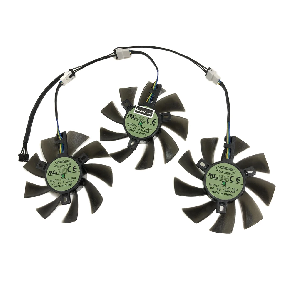 Кулер VGA T129215BU для видеокарты Powercolor RX 5700 XT Red Devil 8 Гб GDDR6 3 шт./компл.|Кулеры и системы