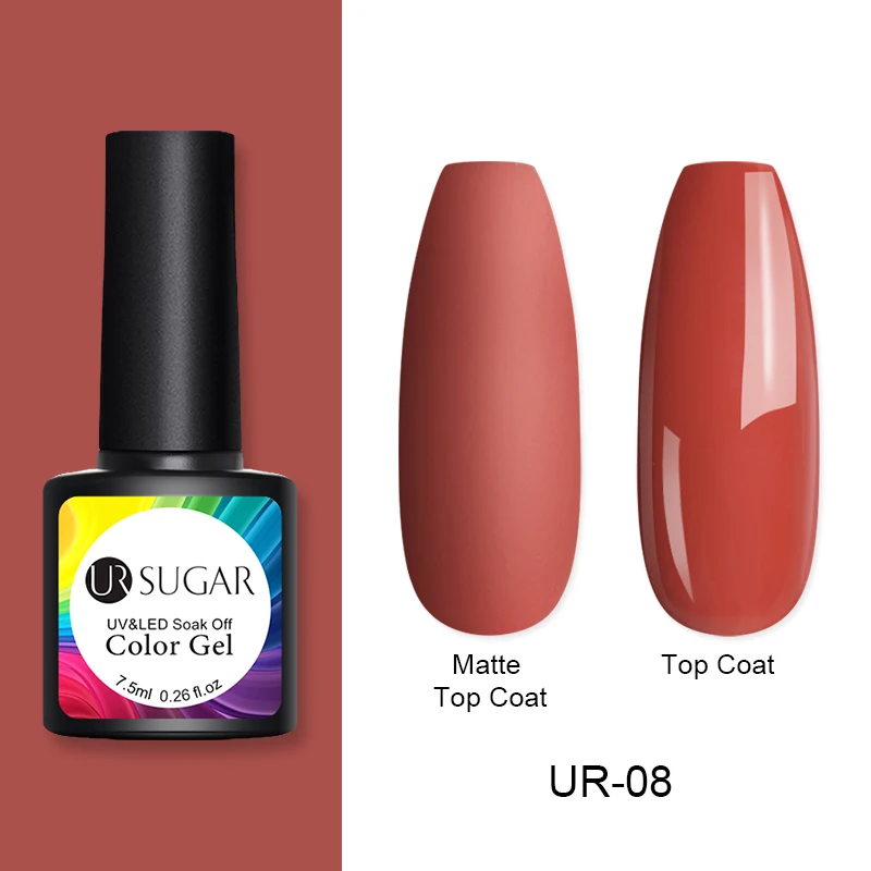 pink8 Ur Sugar 7,5 мл Одноцветный УФ-Гель-лак кофе полуперманентный впитывающий УФ-гель для дизайна ногтей Лак Матовый верхний слой гибридный лак - Цвет: pink8