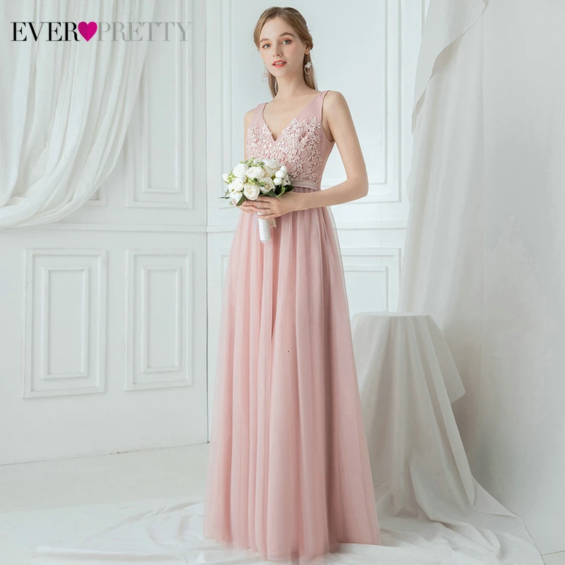 Платья подружек невесты Ever Pretty трапециевидные платья из тюля без рукавов с