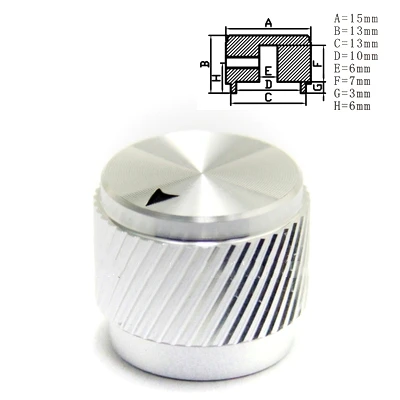 

Алюминиевая ручка потенциометра 15*13*6 мм