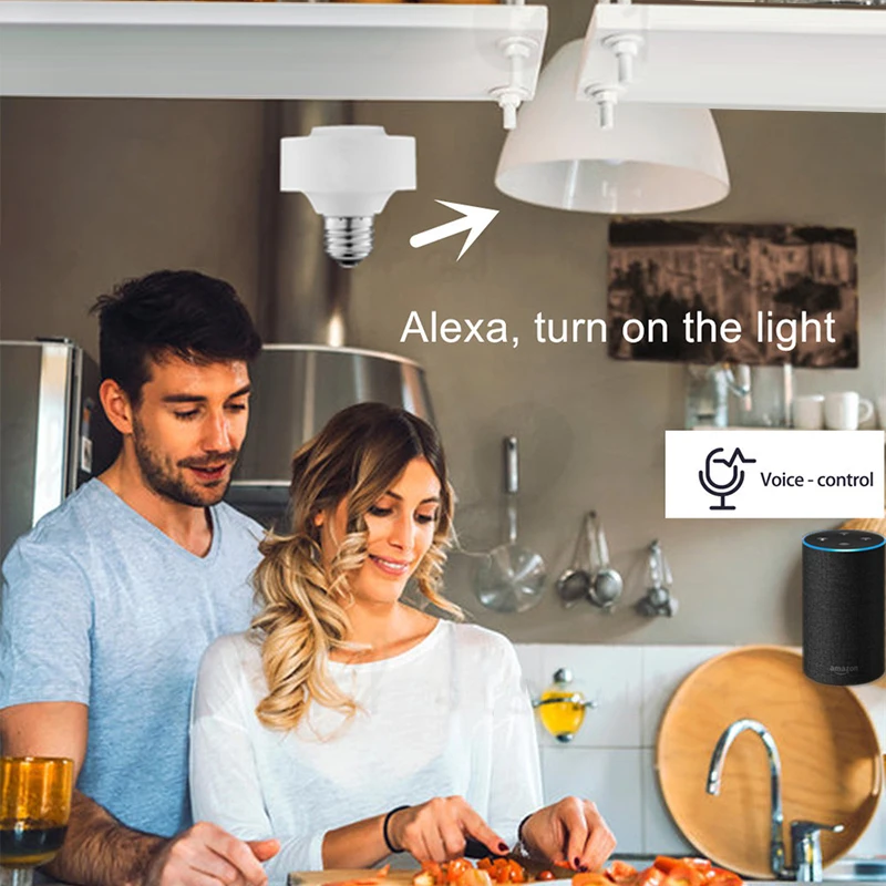 

Tuya Smart WiFi Light Socket Lamp Holder for Led Bulb EU E27 E26 Google Home Echo Alexa Voice Control, Remote Control ON OFF