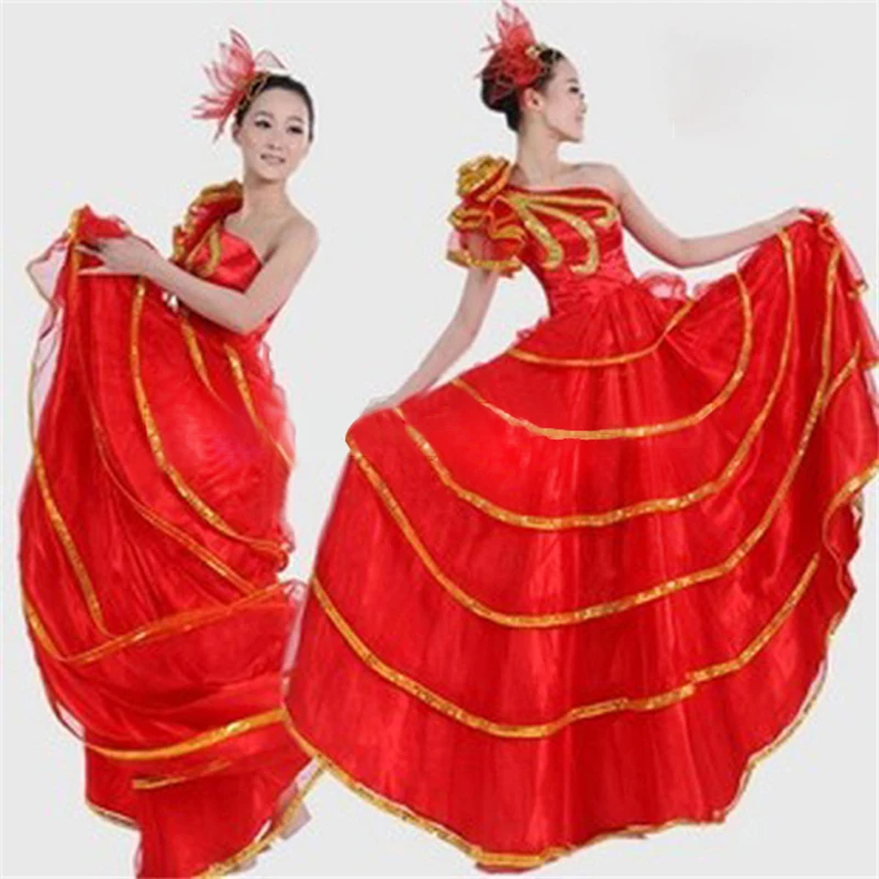 Классическая юбка фламенко Женский костюм для испанского танца платье