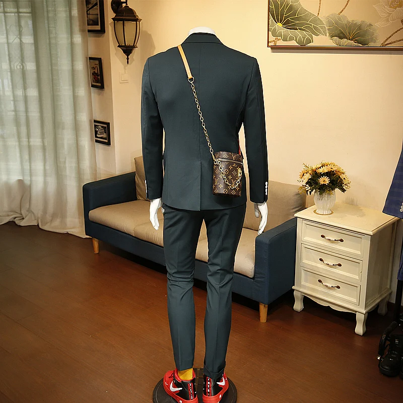 XM GEEKI модный мужской темно-зеленый костюм куртка Мужские костюмы британское