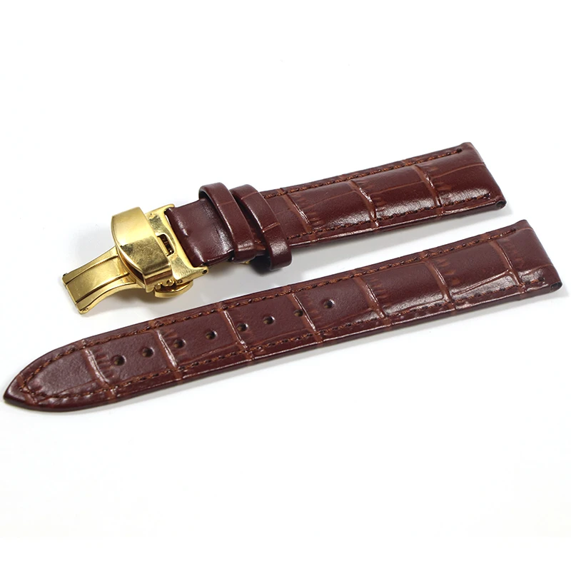 Calfskin Genuine Cow Leather Watchband Belt For Watch Strap Bracelets Butterfly Buckle Replacement 18mm 20mm 22mm 24mm