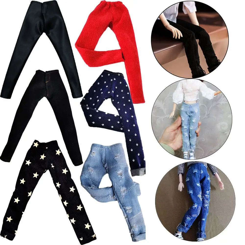 

1 Pcs Doll Jeans Pant Fashion Floral Leather Pants Doll Clothes For Doll Trousers Casual Wears BJD Dolls Accessories Kids Toys