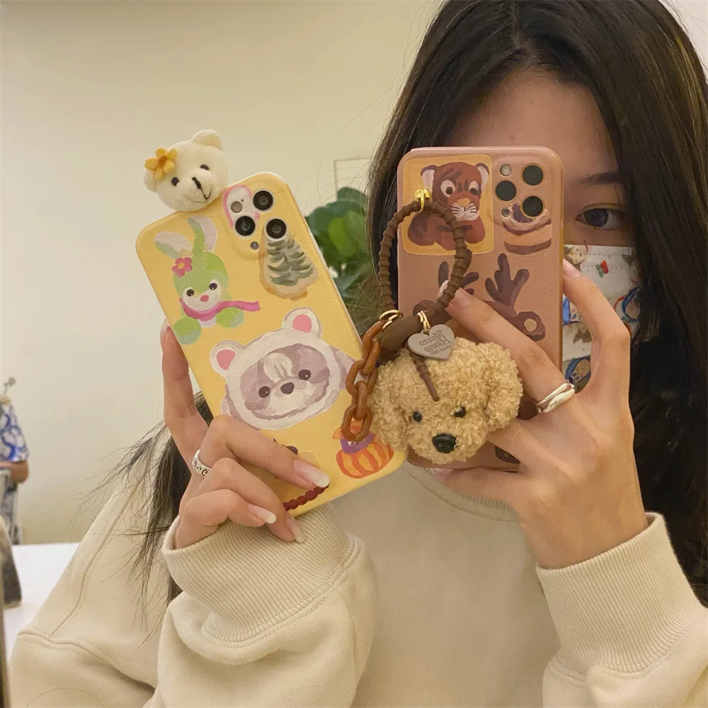 

Love Heart Pendant Rabbit Furry Case For iPhone 13 12 Pro Max 12 Mini 11Pro SE 2020 X 7 8 Plus XR XS Hair Plush Phone Cover