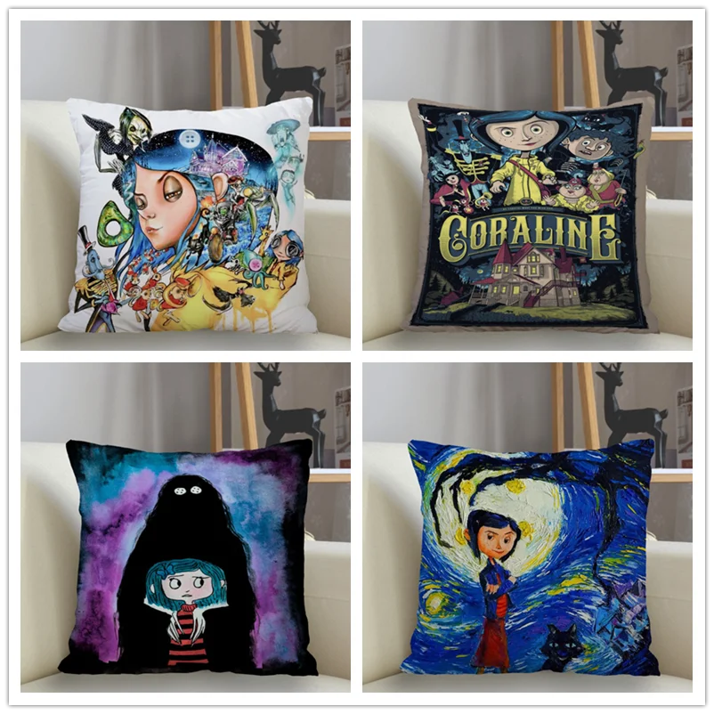 

Musife Coraline Pillowcase Custom Square Pillow Cover Case Zipper Pillowcase 35X35,40x40,45x45cm Drop Shipping