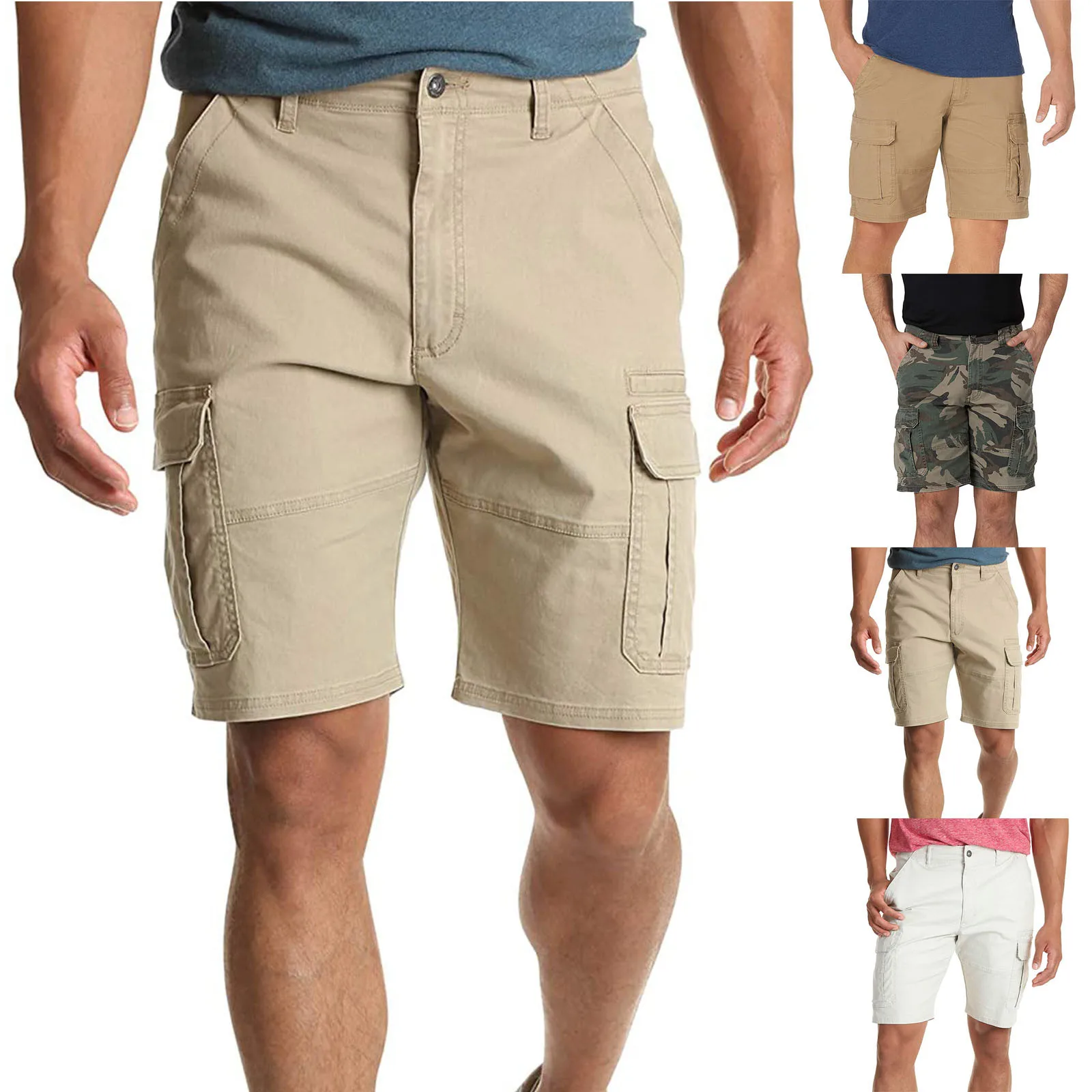 

Fashion Men's Pocket Zipper Resilience Leisure Time Tooling Short Pants Pantalones Cortos Bermuda Homme Шорты Женские