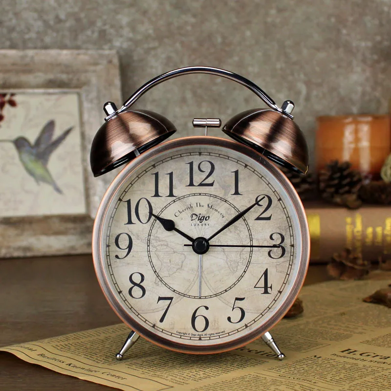 Retro Classic Silent Alarm Clock Bedside Timer Quartz Watch Analog Wall Home Bedroom Decoration Crafts Ornaments | Дом и сад