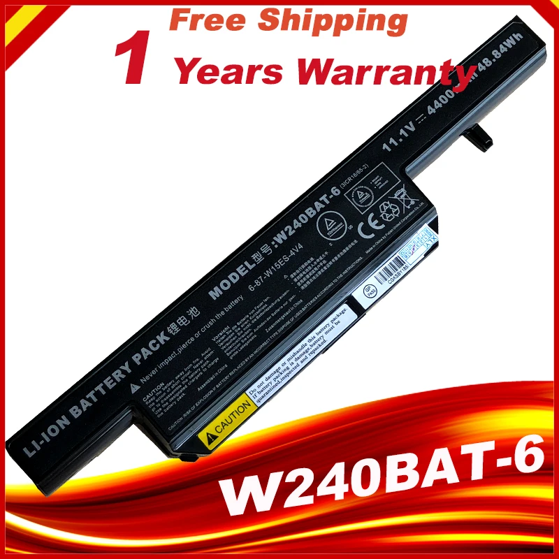 Ноутбук Батарея W240BAT 6 87 W15ES 4V4 для CLEVO RM320 W251EL 7872 9040/A W251EU W258EU 6cell|Аккумуляторы