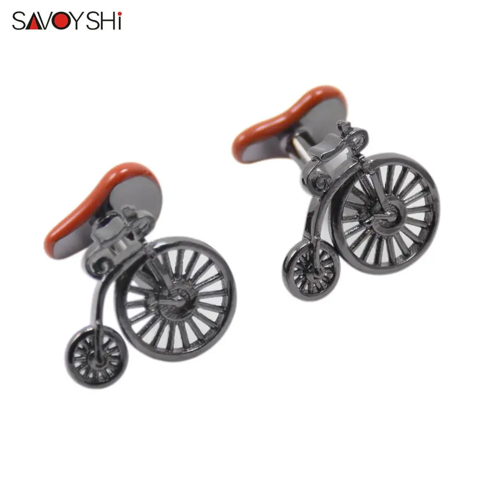 Мужские велосипедные запонки SAVOYSHI высококачественные с коричневой эмалью
