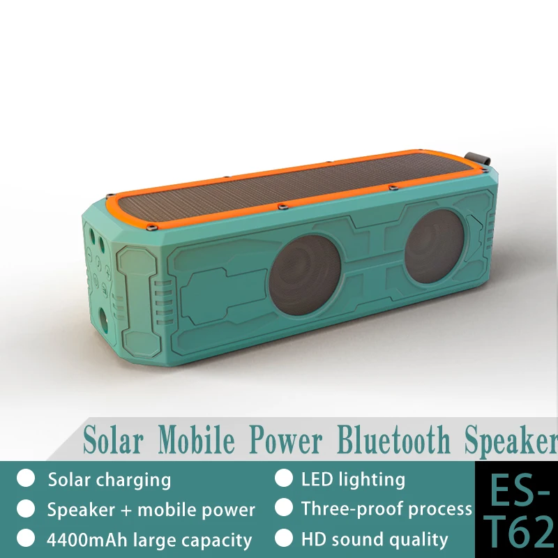 CYBORIS Портативная колонка на солнечной батарее с Bluetooth, 4400 мА/ч, с функцией внешнего аккумулятора, Противоударная, водонепроницаемая, для занятий спортом на открытом воздухе