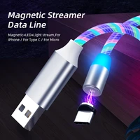 luminous magnetic charger cable micro usb c cord type c magnetic usb cable led phone charging wire for samsung xiaomi huawei zte
