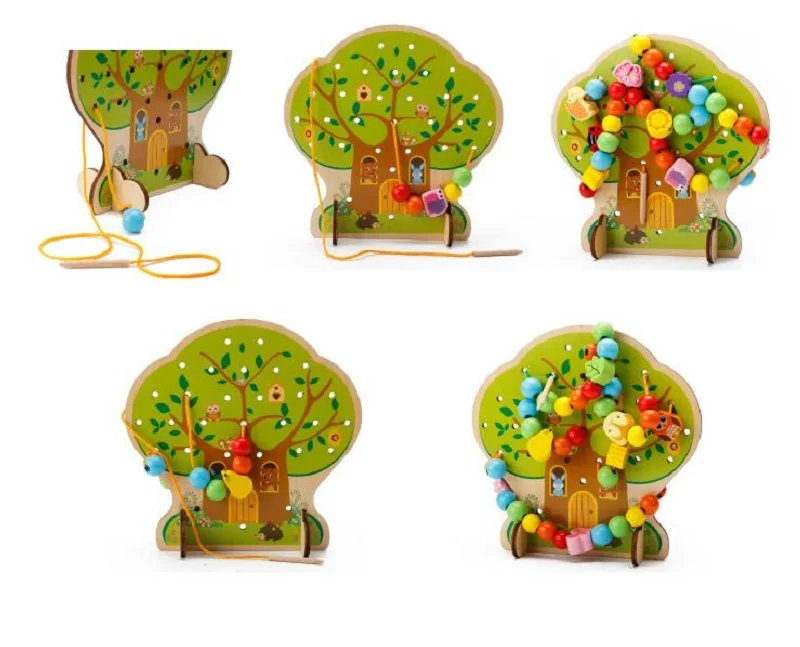 Деревянное здание для обучения и по методике Монтессори мультяшный дом пазл из