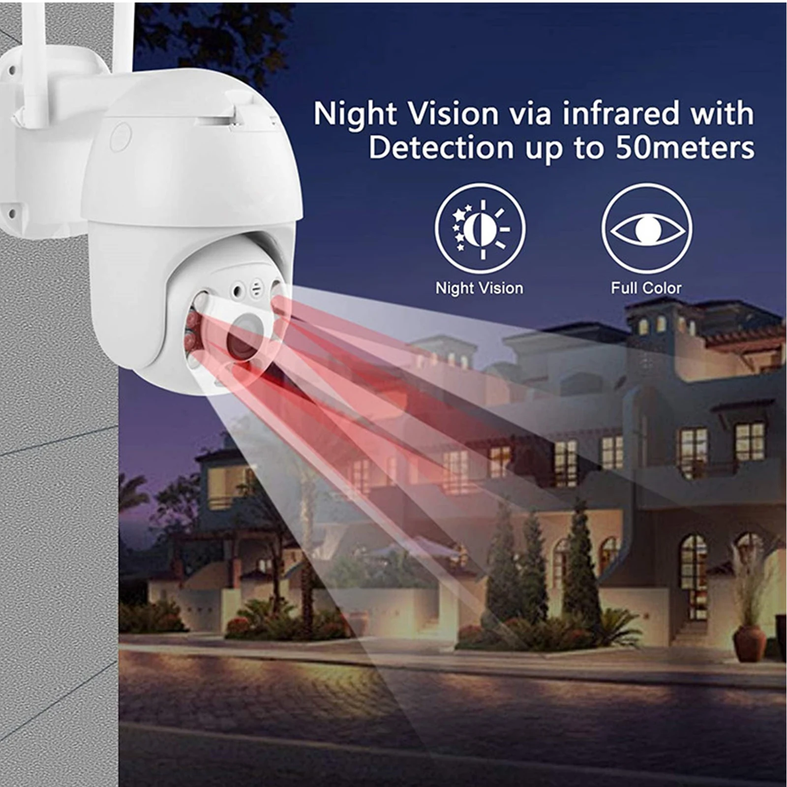 Камера видеонаблюдения 1080P HD беспроводная Wi-Fi угол обзора 360 ° цветное ночное