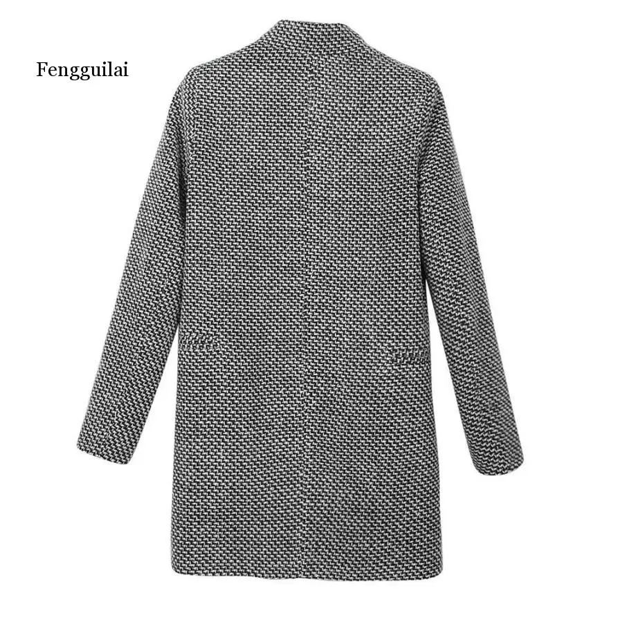 

Elegant spring winter long coat Women high street single button jacket Ladies mandarin collar cotton blend cape coat