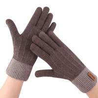 iwarm autumn and winter womens touch screen gloves plus velvet thick wool jacquard knitted glove couple mitten