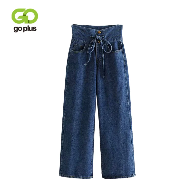 Женские джинсы-бойфренды GOPLUS повседневные джинсы на шнуровке с высокой талией
