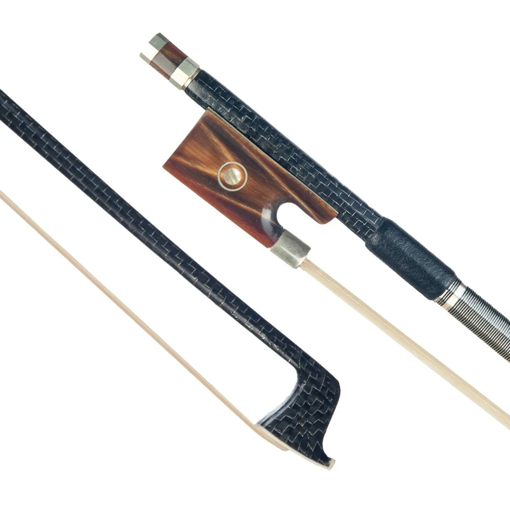 Master Carbon Fiber Bow Fiddle/ Violin Bow Silver Silk Braided Carbon Fiber Bow W/ Ox Horn Frog Classical Paris Eye Inlay