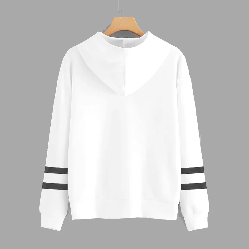 

Spring Female Long Sleeve Geometric Stitch Print Hooded Fashion Harajuku Women Hoodies Sweatshirts