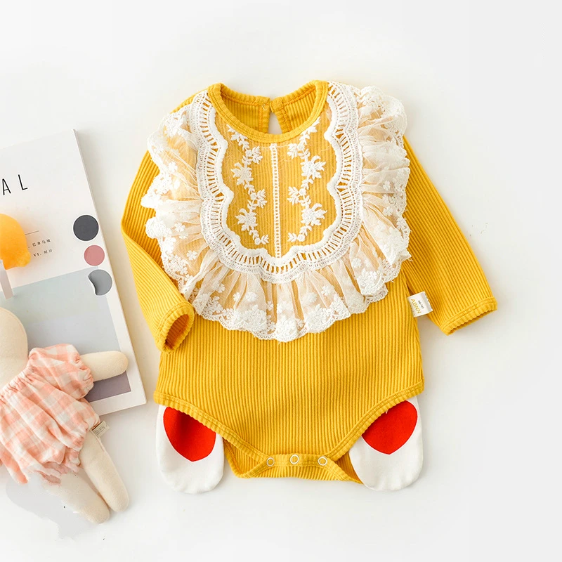 

Newborn Baby Girl Romper Long Sleeve Clothes Girls Lace Newborn Baby Rompers for Girls Jumpsuit Bodysuit 100% Cotton Baby Romper