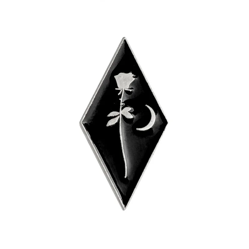 Модный меч сердце лацкан булавка женский значок черный розовый цветок дизайн