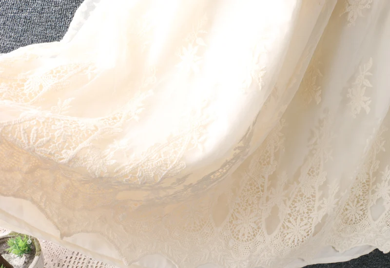 

New Summer Women 2021 Organza Stitching Embroidery Skirt Japan Mori Girl Loose Solid Color Skirt