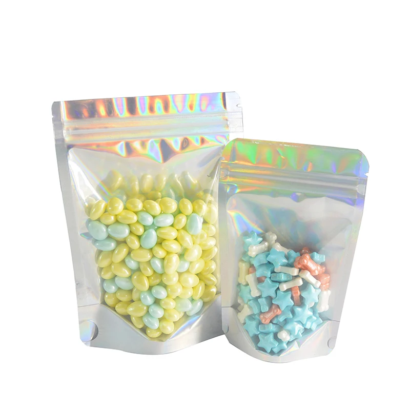 

20 Pcs Laser Aluminum Foil Resealable Value Pack Stand Up Zip Lock Packing Hologram Self Seal Zipper Eco Friendly Plastic Bag