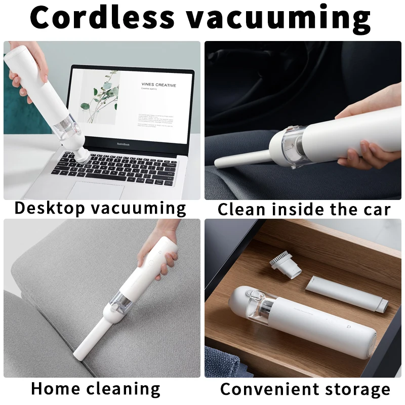 XIAOMI MIJIA Handy Vacuum Cleaner Handheld Mini Portable Home Car Multi-Usage Wireless USB Port Dust Catcher Collector 13000PA