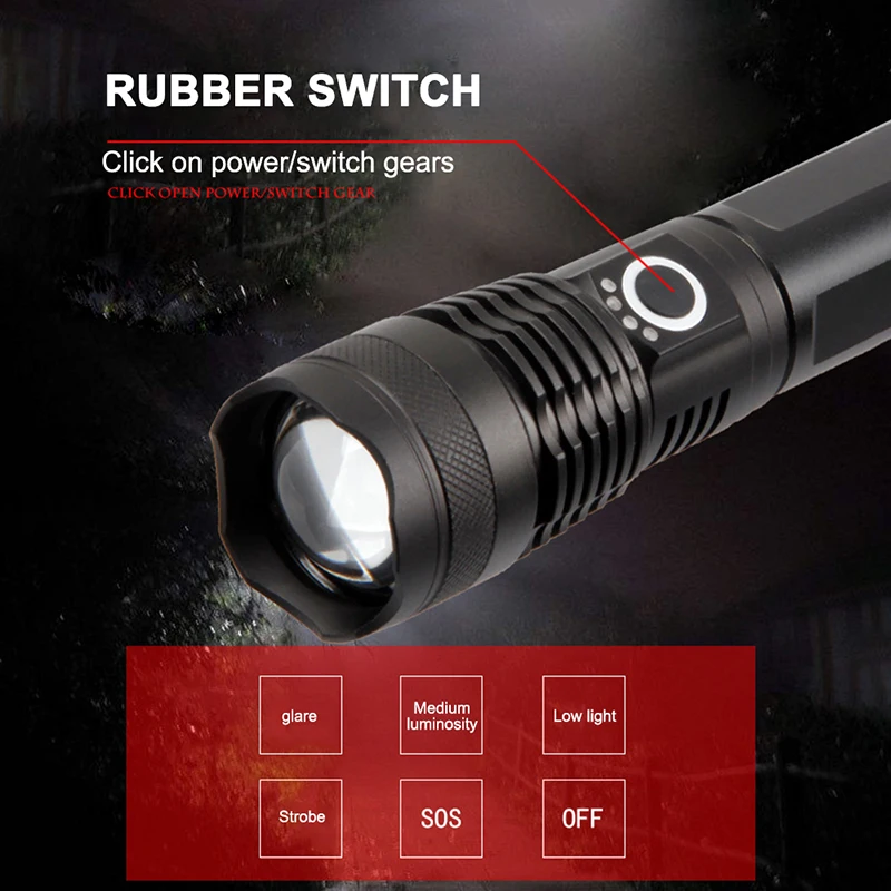 Яркий водонепроницаемый светодиодный фонафонарь P50 5 режимов 26650/16850/3 * AAA|Фонарики