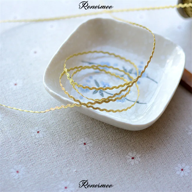 Высококачественное кружево из золотых нитей 1 м Обрезка ленты Верхняя лента