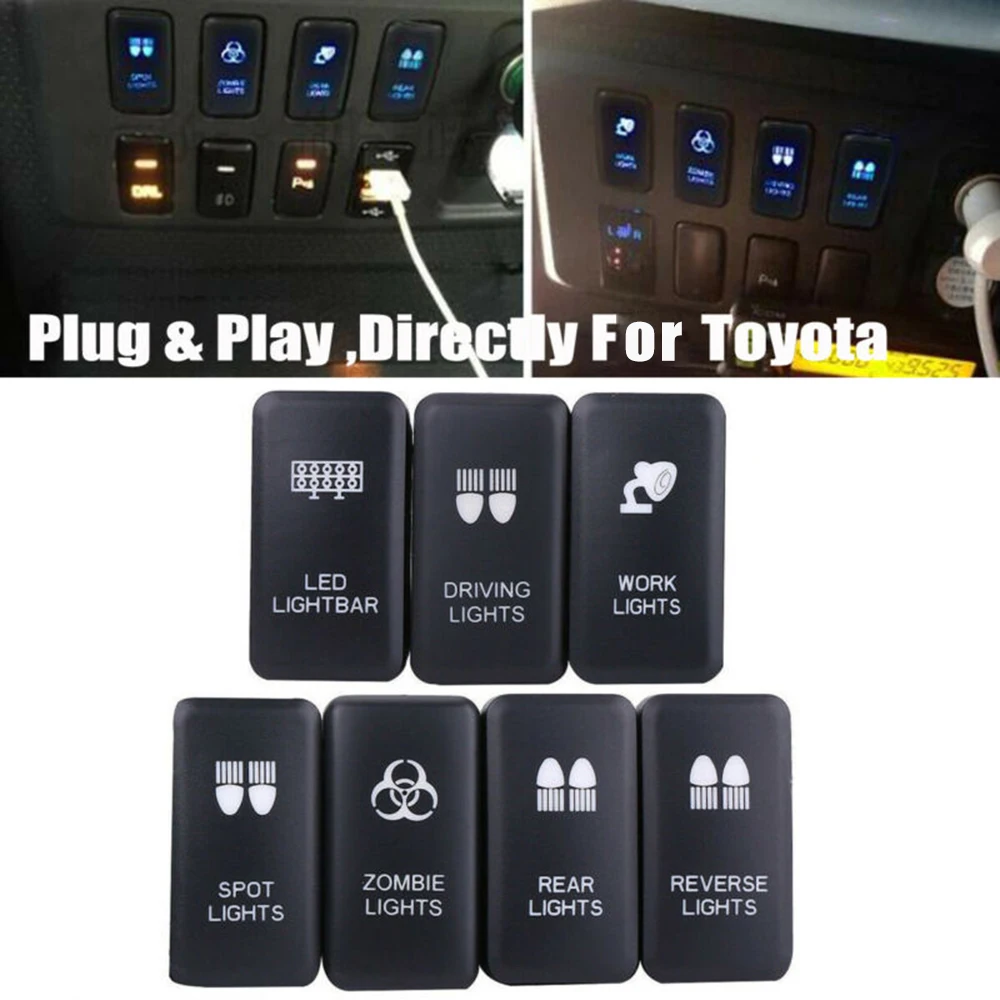 

Car Lights On/Off Switch Push Button Auto Car Signal Light LED Light Bar Switch For Toyota Tacoma FJ Cruiser 4Runner Highlander