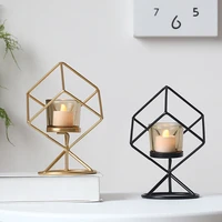 nordic style gold geometric metal candlestick creative romantic candlelight dinner desktop decoration candle holder ornaments