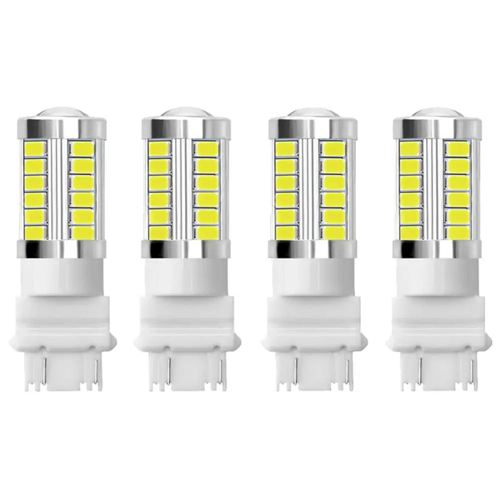 

4Pcs White 3157 3457 3057 Signal 33SMD Backup Reverse Tail Turn LED Light Bulb