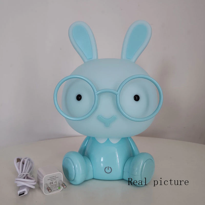 Очки кролик лампа мультфильм животное светодиодный USB детский ночник светильник для детей день рождения Рождественский подарок дети милые Luminaria домашний декор