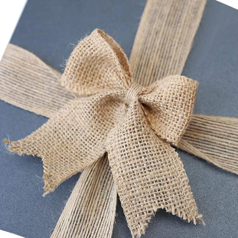 Набор из 12 шт. жемчужный натуральный джутовый бант для рождественской елки