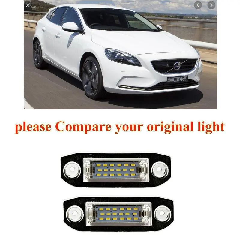 

2pc Car Accessories Special Car License Plate Light Lamp For Volvo S40 2004-2014 S60 2011-2015 S80 2004-2015 canbus error free