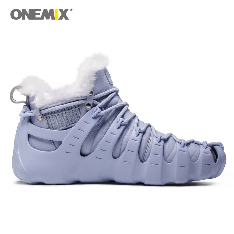 ONEMIX Men Winter Warm Plush Snow Boots High Quality for Women Walking Shoes Outdoor Trekking No Glue Sneakers Autumn Keeping