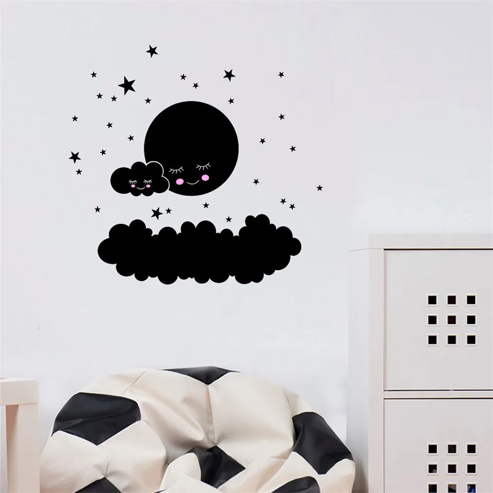 Мультяшные спящие серые облака звезда настенные наклейки детская комната