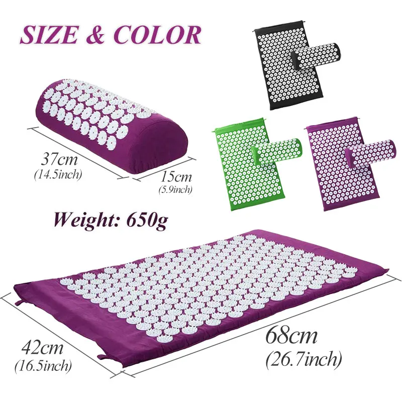 

Acupressure Massage Mat Pillow Body Neck Foot Spike Fitness Pilates Exercise Yoga Applicator Cushion Mat