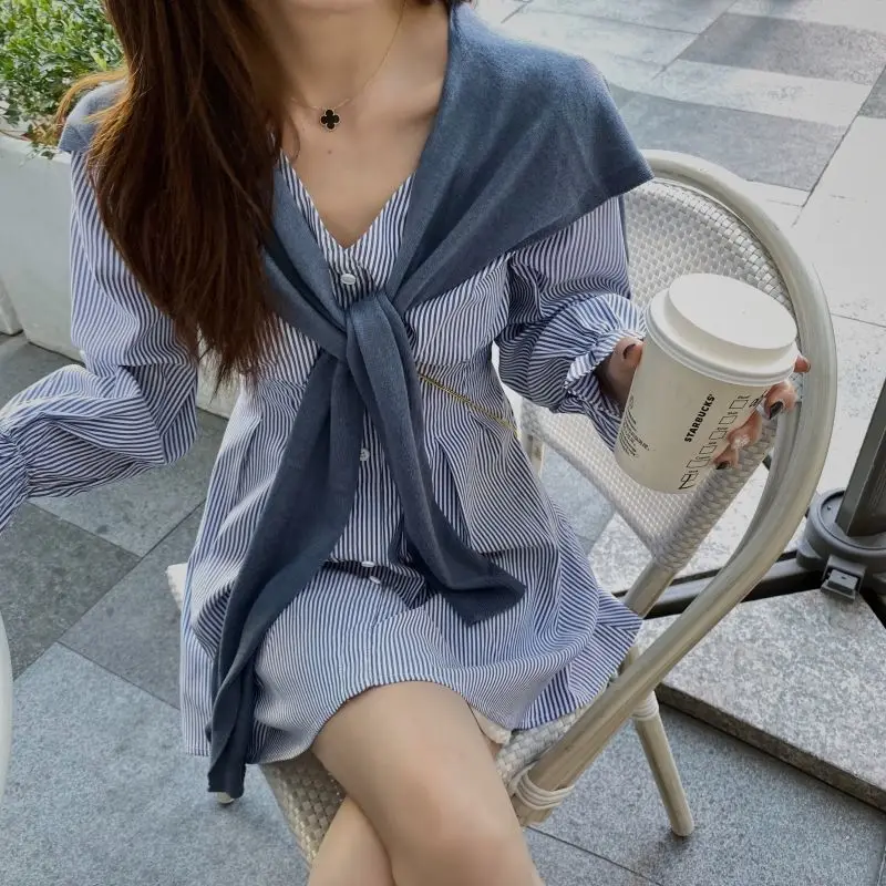 

Fairy Vintage Striped Dress Women Long Sleeve High Street Fashion Korean Party Dress 2021 Office Lady Elegant Princess Dresses