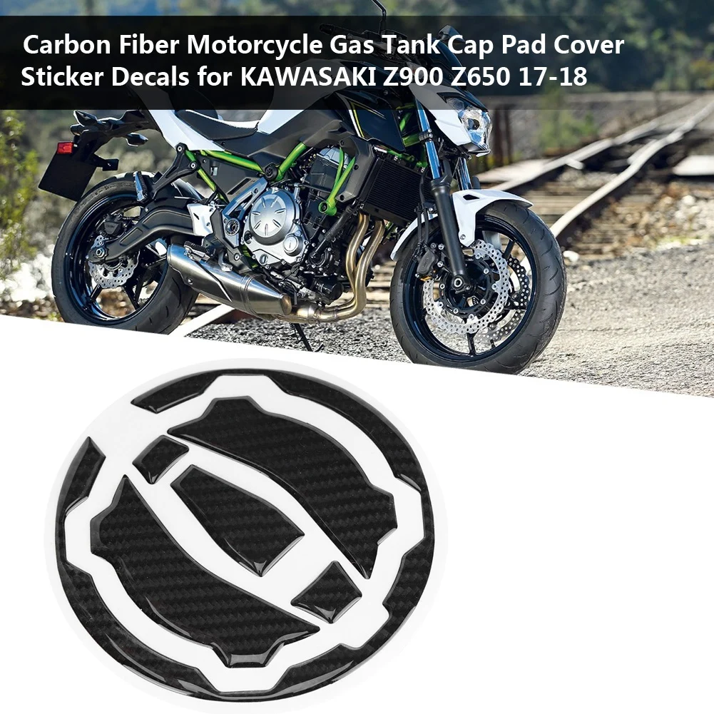 

1PC Carbon Fiber Motorcycle Gas Tank Cap Pad Cover Sticker Decals For KAWASAKI Z900 Z650 17-18