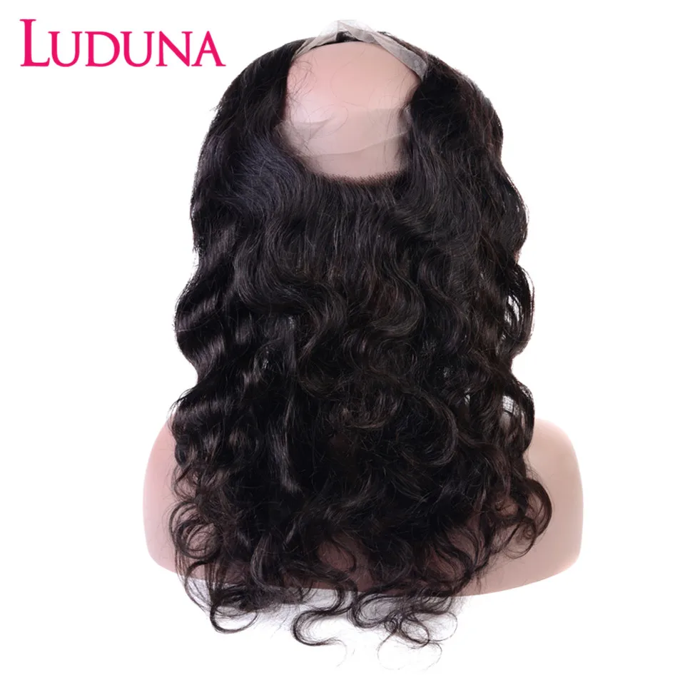 Luduna 360 Lace Frontal With Bundle Body Wave Hair Weave Bundles Closure Remy for black woman | Шиньоны и парики