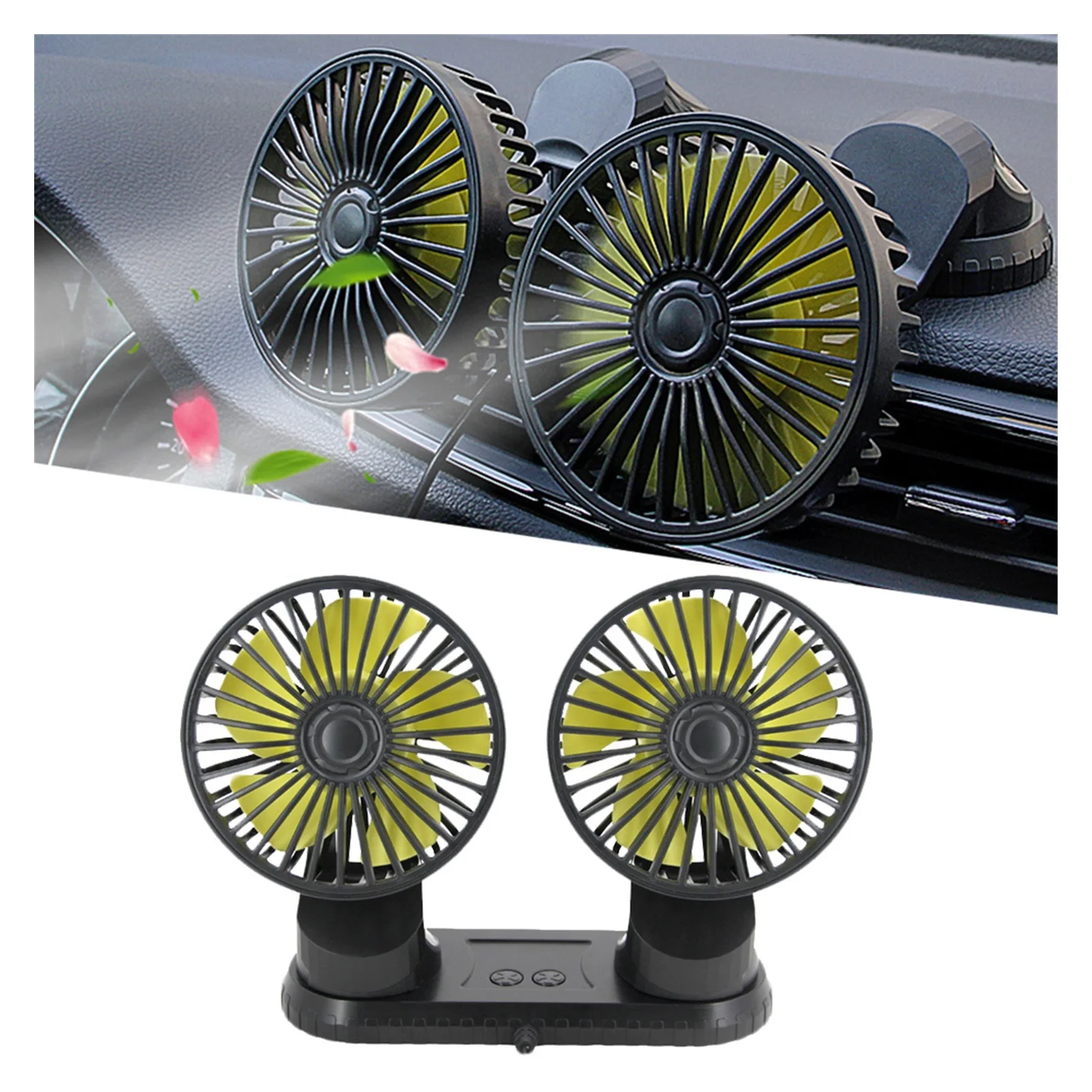 

NEW Car Fan Cooler Adjustable Auto Air Cooling Dual Head Usb Fans Vehicle Mounted USB Fan Auto Cooling Fans 3 Speed Levles