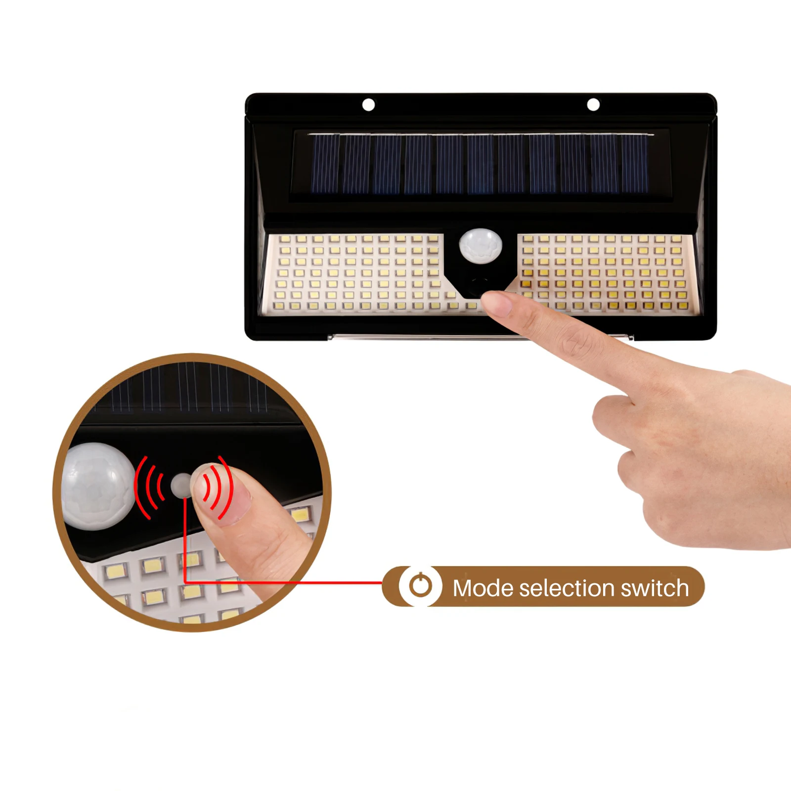 

3-сторонний настенный светильник на солнечной батарее с датчиком, 190 светодиодов