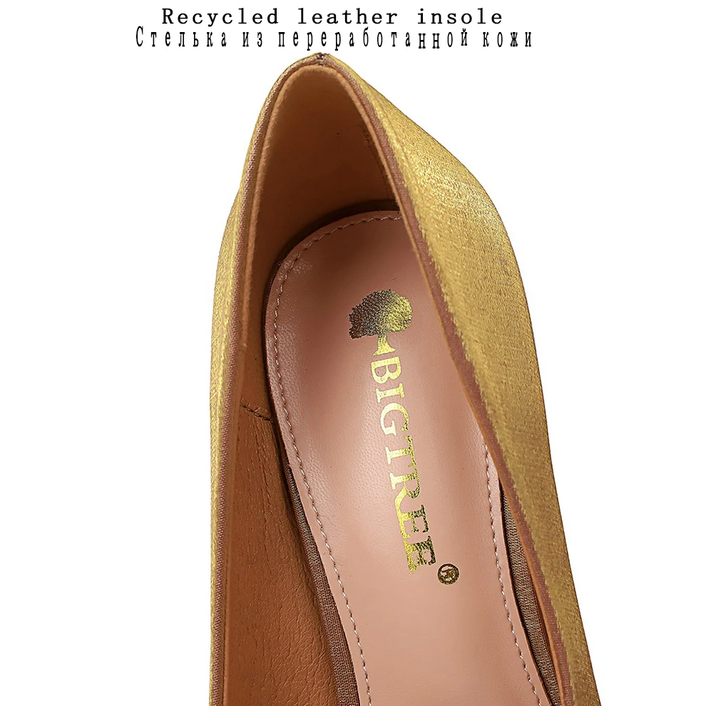 BIGTREE/туфли на высоком каблуке Цвет черный розовый золотистый Женские туфли