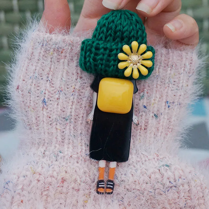 Брошь шляпа Новый Diy креативные милые женские Необычные значки булавки для