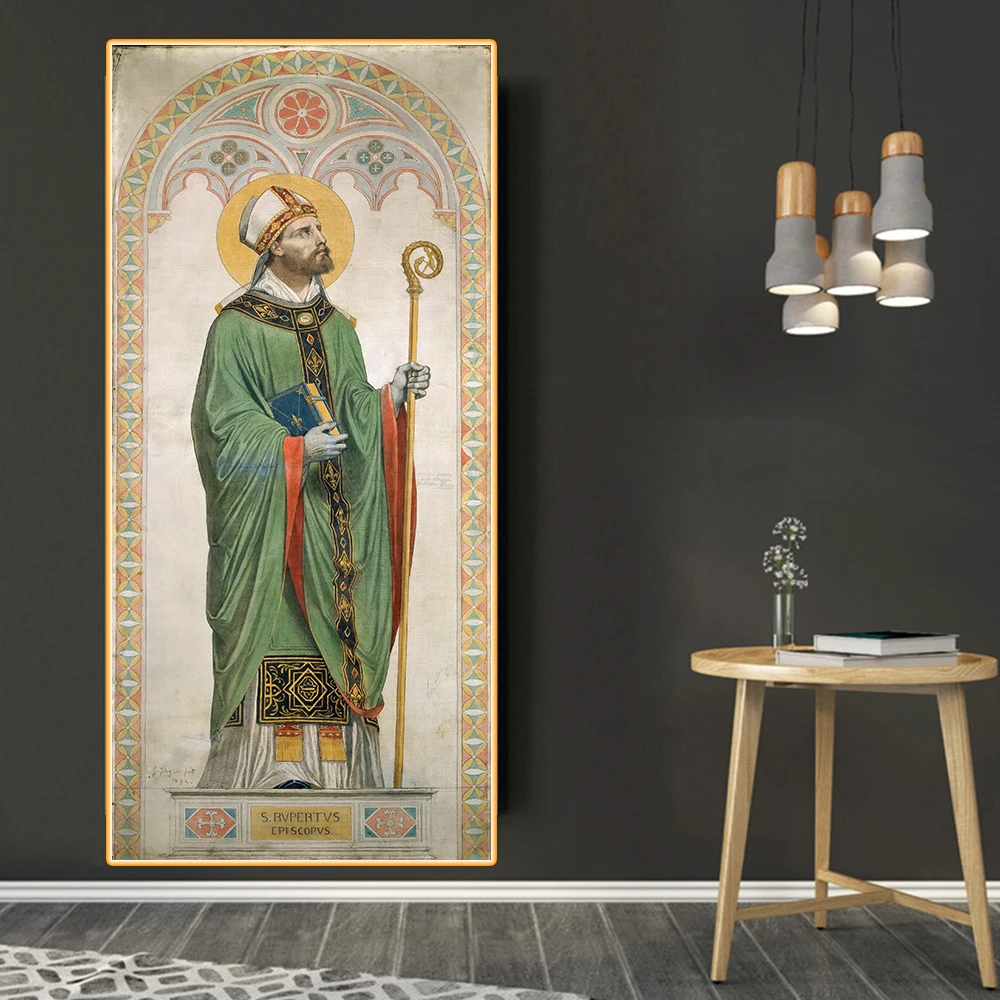 Citon Ingres《Aint Rupert Bishop of Worms (Saint Robert)》Canvas Oil Painting World Famous Artwork Picture Decor Home Decoration | Дом и сад